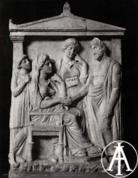 Atene, Museo Archeologico Nazionale, stele funeraria, 350-325 a.C. ca.<br>Fot.: Edizioni Alinari, Firenze, n. 24388.<br>Data ripresa: 1930 ca. <br>Fondo Lugli, inv. 73920