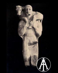 Atene, Museo dell'Acropoli, Moscoforo.<br>Fot.: Anonimo.<br>Data ripresa: 1930 ca. <br>Fondo Lugli, inv. 73932