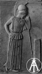Atene, Museo dell'Acropoli, rilievo detto dell'Atena pensosa, ca. 460 a.C., inv. 695.<br>Fot.: Edizioni Alinari, Firenze, n. 24601.<br>Data ripresa: 1930 ca. <br>Fondo Lugli, inv. 73939