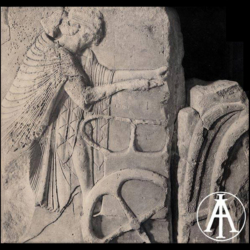 Atene, Museo dell'Acropoli, rilievo con auriga sul carro.<br>Fot.: Anonimo.<br>Data ripresa: 1930 ca. <br>Fondo Lugli, inv. 73945